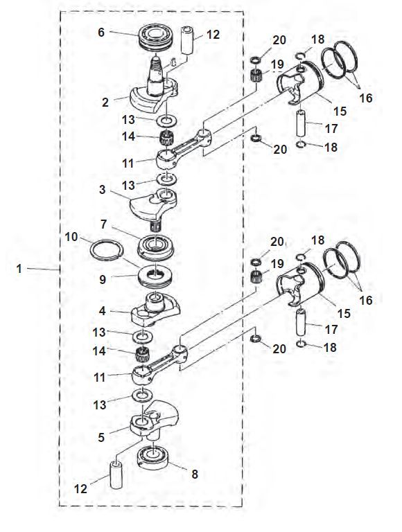 40 HP 2 Cyl 2-Stroke Crankshaft 40 HP 2 Cyl 2-Stroke Crankshaft