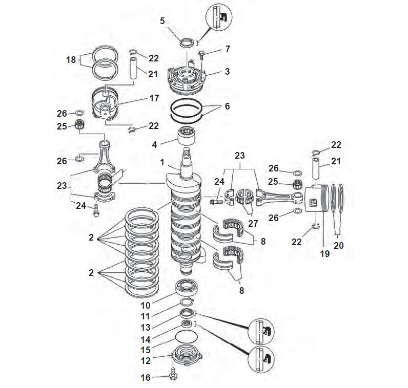 150 / 175 / 200 / 225 HP 2-Stroke V6 Crankshaft 150 / 175 / 200 / 225 HP 2-Stroke V6 Crankshaft