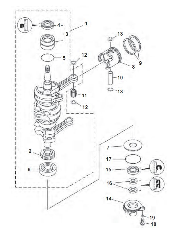 25 / 30 HP 2-Stroke 3 Cyl 86+ Crankshaft 25 / 30 HP 2-Stroke 3 Cyl 86+ Crankshaft
