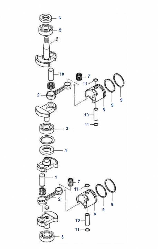 6 / 8 / 9.8 HP 2-Stroke Crankshaft 6 / 8 / 9.8 HP 2-Stroke Crankshaft