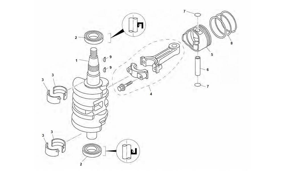 8 / 9.8 / 9.9 HP 4-Stroke (209cc) Crankshaft & Piston 8 / 9.8 / 9.9 HP 4-Stroke (209cc) Crankshaft & Piston