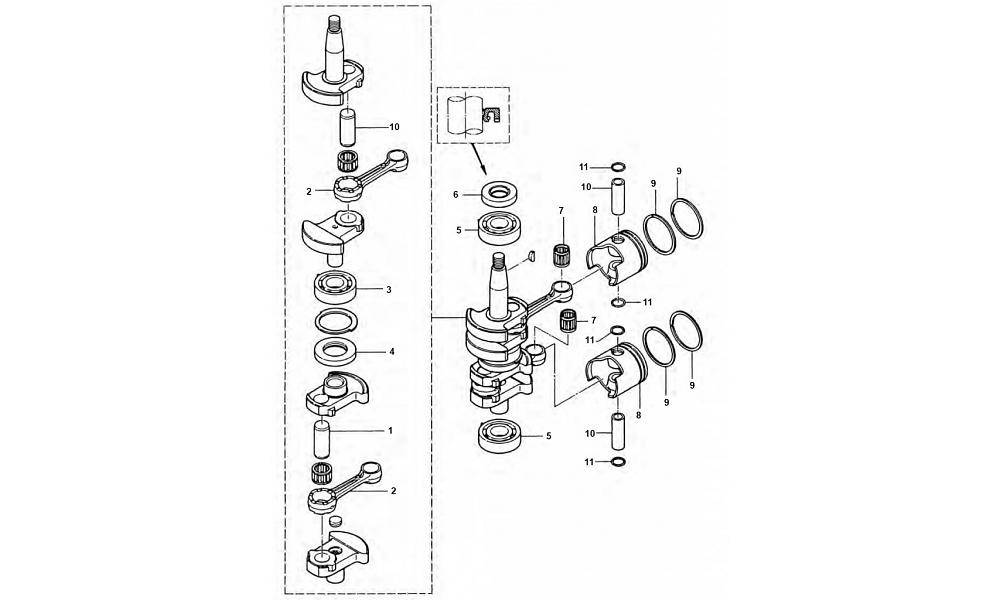 Tohatsu / Mercury 6 / 8 / 9.8 HP 2-stroke Crankshaft Parts Tohatsu / Mercury 6 / 8 / 9.8 HP 2-stroke Crankshaft Parts