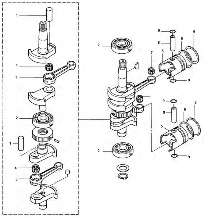 9.9 / 15 / 18 HP 2-Stroke Crankshaft