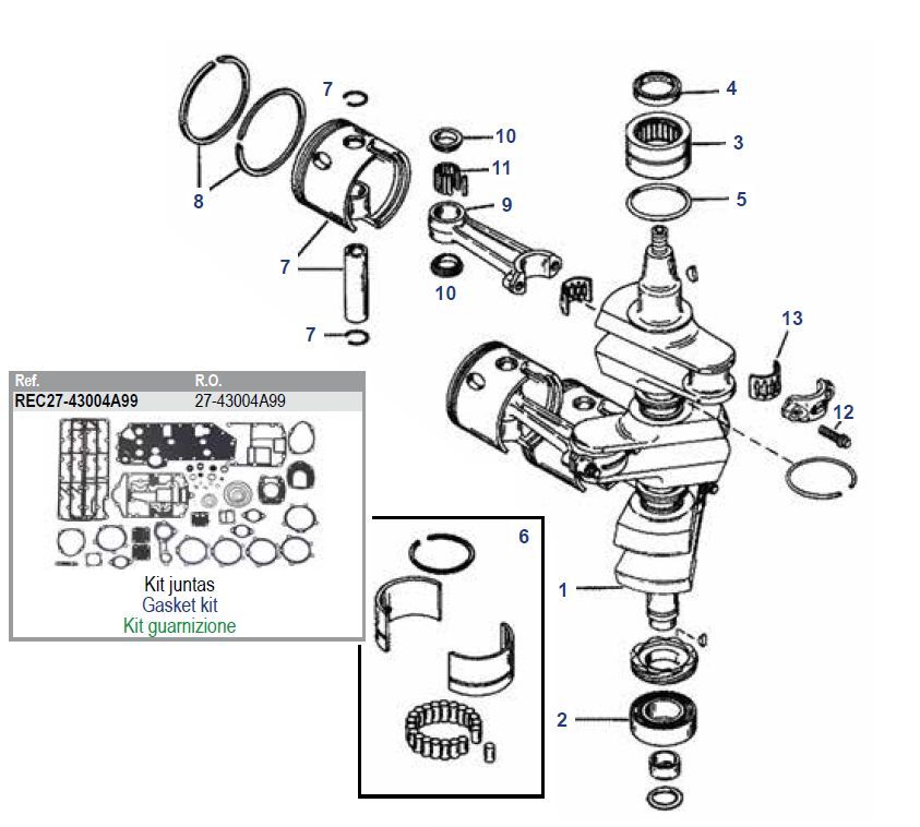 75 to 90 HP 3 Cyl & 65 JET Crankshaft 75 to 90 HP 3 Cyl & 65 JET Crankshaft