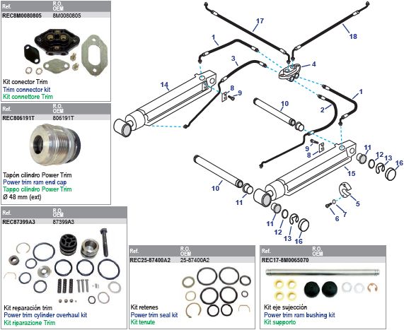 Power Trim Arms & Power Steering Hoses Models Alpha One Gen II Power Trim Arms & Power Steering Hoses Models Alpha One Gen II