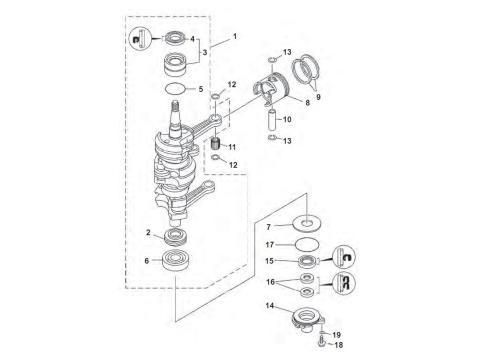 25 / 30 HP 2-Stroke 3 Cyl 86+ Crankshaft
