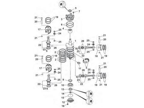 90 / 100 / 115 / 130 / 140 HP 2-Stroke V4 Crankshaft