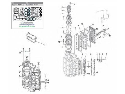 150 / 175 / 200 / 225 HP 2-Stroke V6 Engine Block