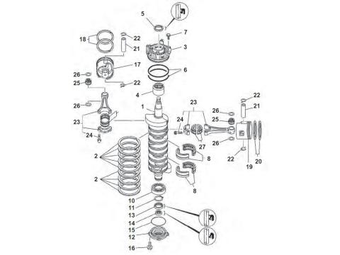 150 / 175 / 200 / 225 HP 2-Stroke V6 Crankshaft