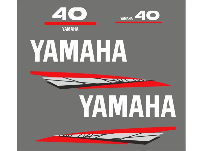 Yamaha 40 HP 1998-2004 Sticker Set Gray | MarineSpareParts.com