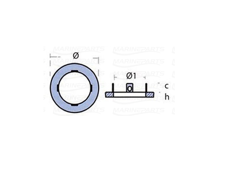 Kamewa Jet FF 375S - V2000 anode (zinc) | MarineSpareParts.com